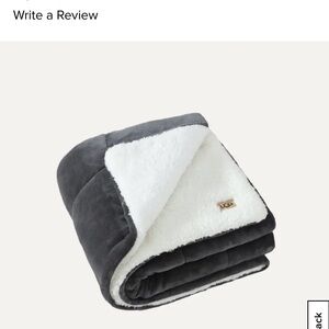 UGG Charcoal and Cream Plush Throw Blanket